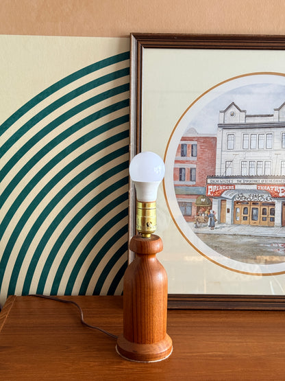 Vintage Solid Teak Table Lamp