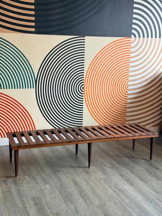 Solid Afromosia Teak Slatted Bench/ Coffee Table