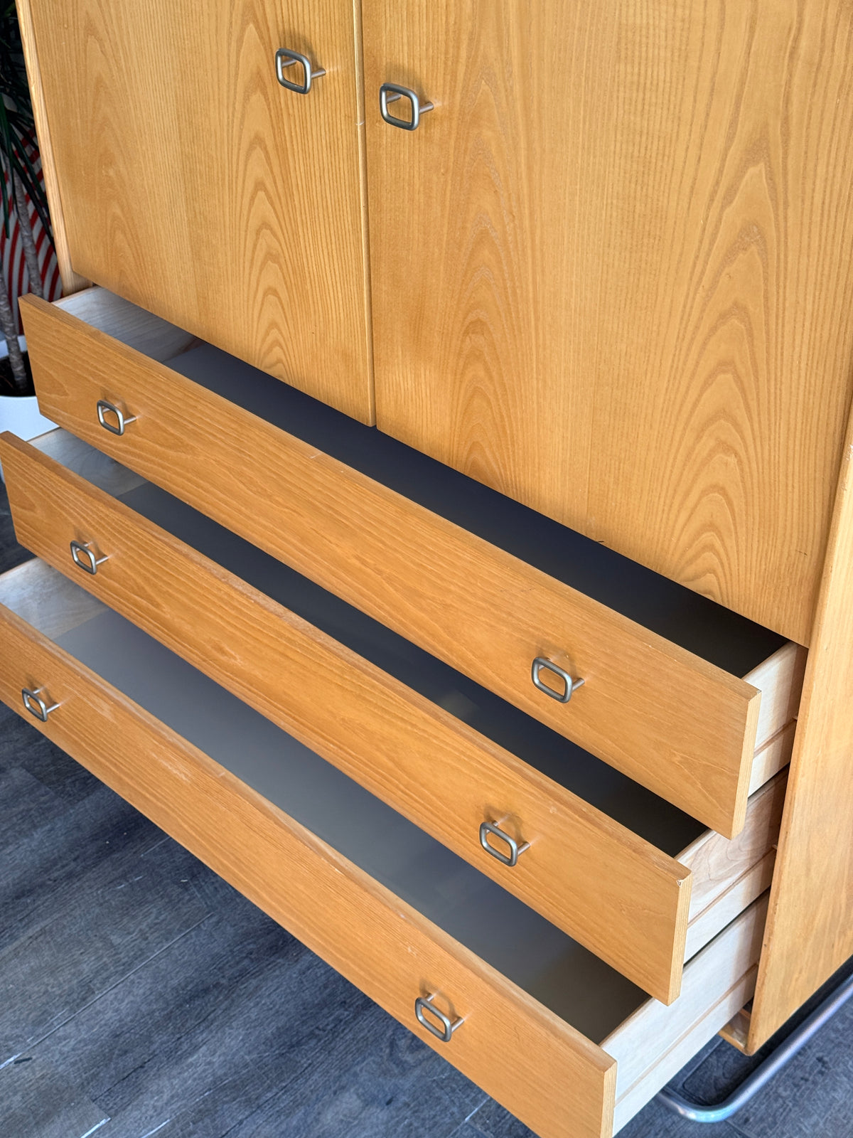 Vintage Oak Wardrobe on Metal Legs