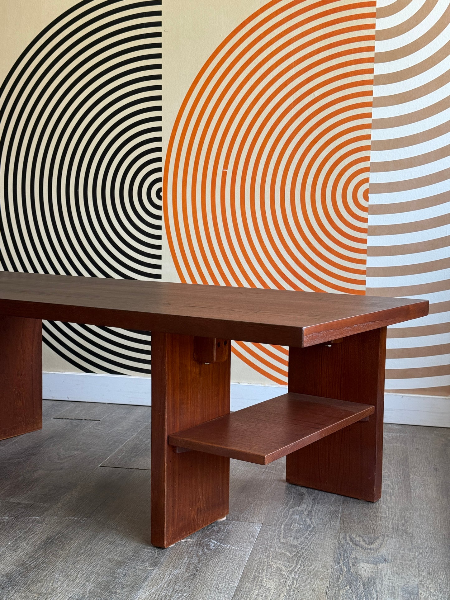 Vintage Dark Stained Teak Coffee Table