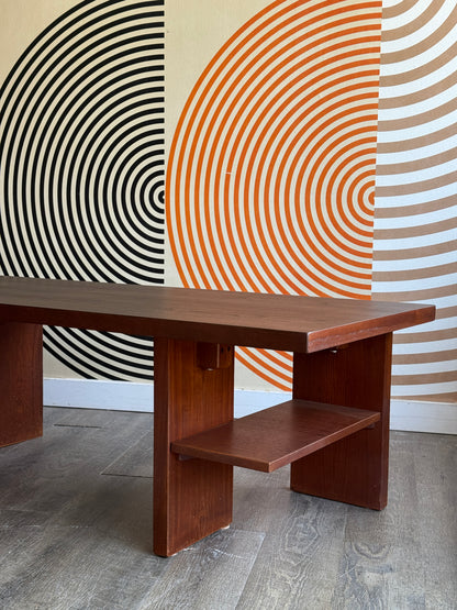 Vintage Dark Stained Teak Coffee Table