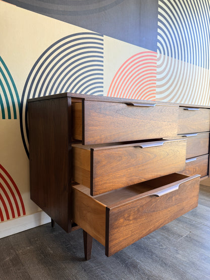 Vintage Walnut 6 Drawer Dresser