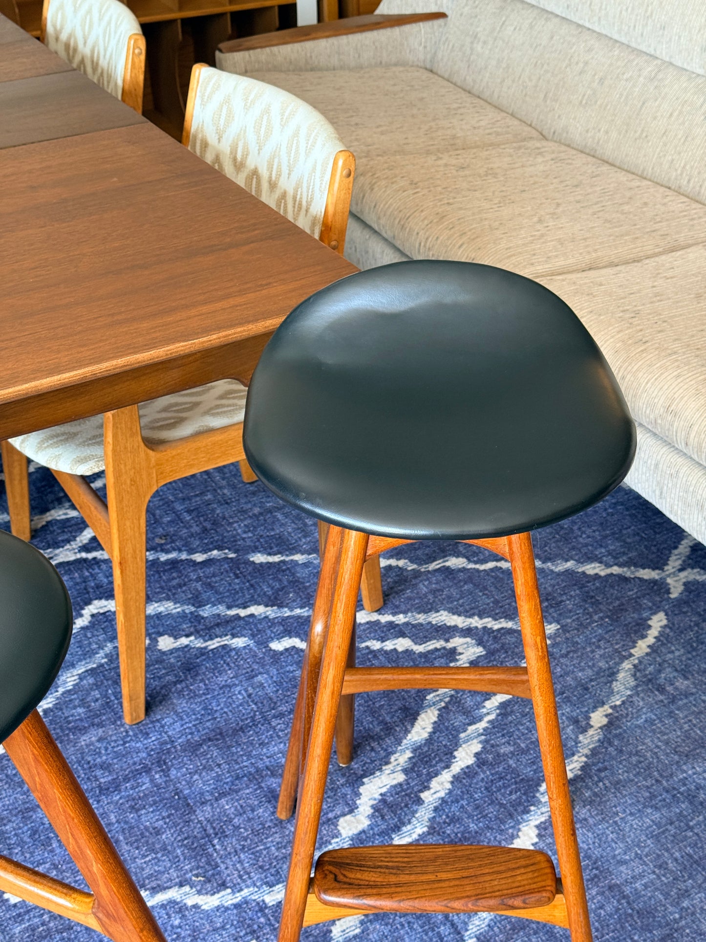Pair of Vintage Danish Teak Bar Stools by Eric Buch