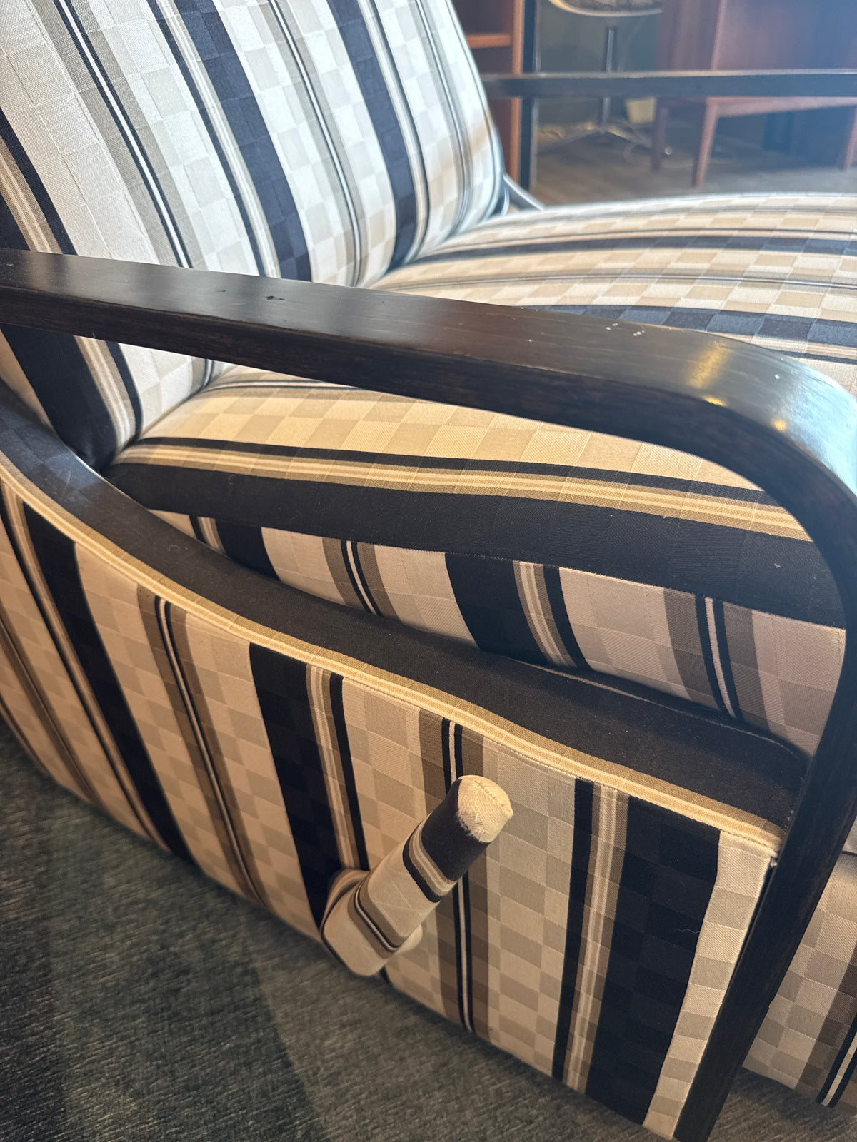 Vintage Striped Recliner Lounge Chair