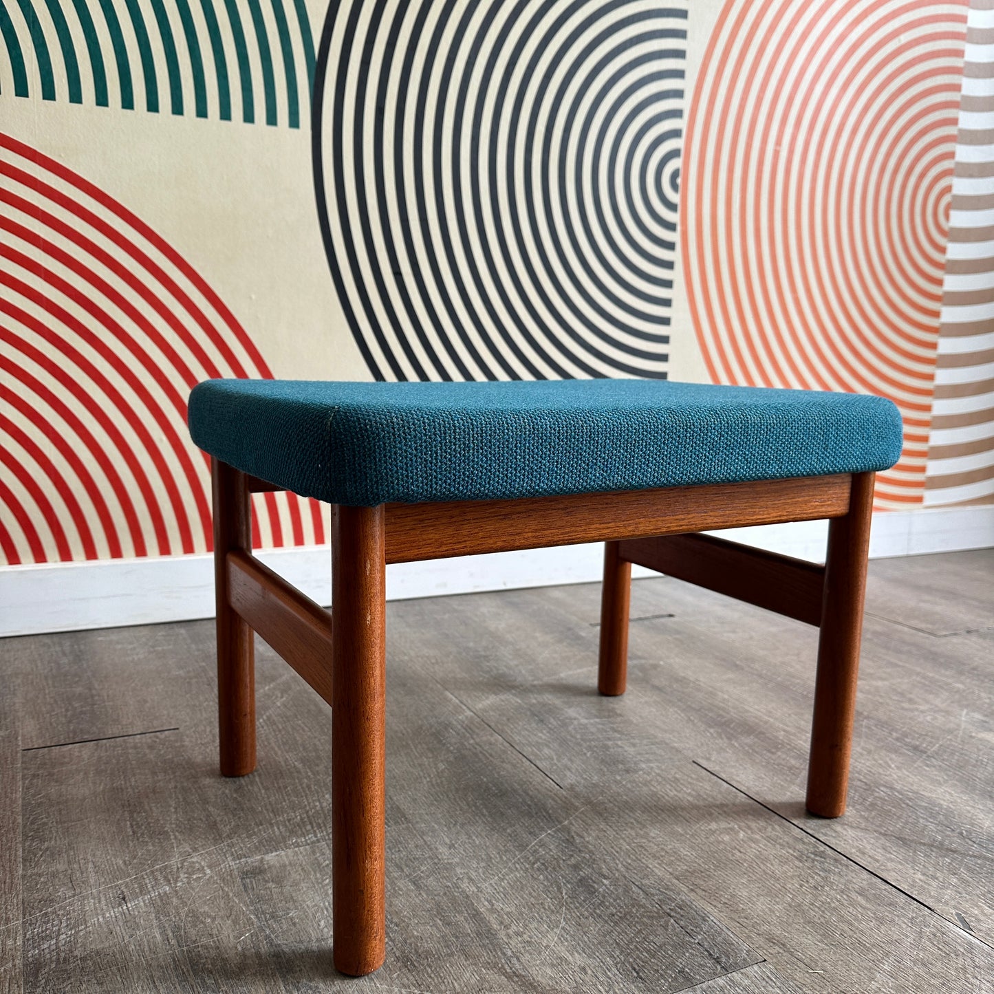 Vintage Teal Teak Stool