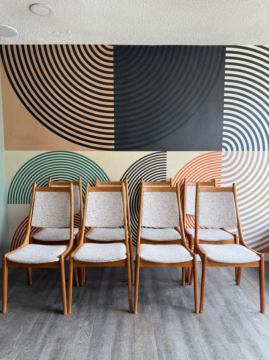 Set of 8 Teak Highback Dining Chairs