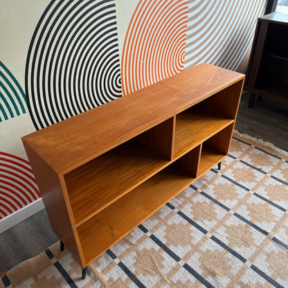 Vintage Teak Bookcase on Metal Legs