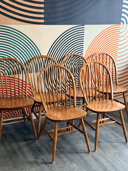 Set of 6 Spindle Back Dining Chairs, Slovenia