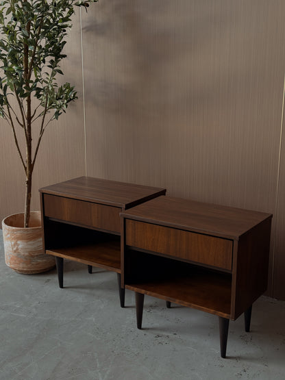 Pair of Vintage Walnut Nightstands by Vic-Art