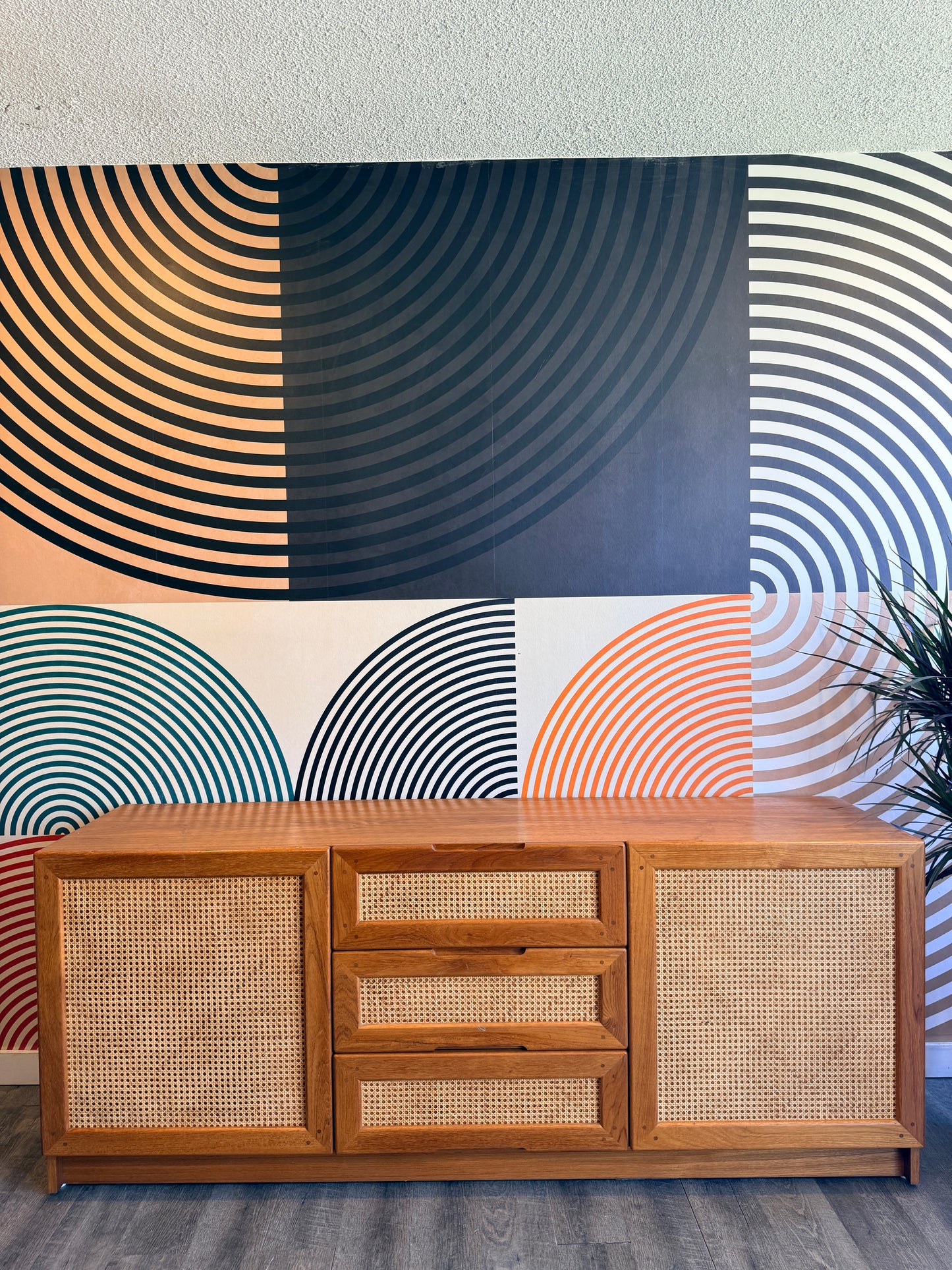 Danish Teak and Cane Credenza by Dyrlund