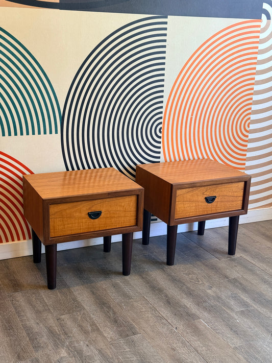 R.S. Associates Teak Nightstands with Metal Pulls