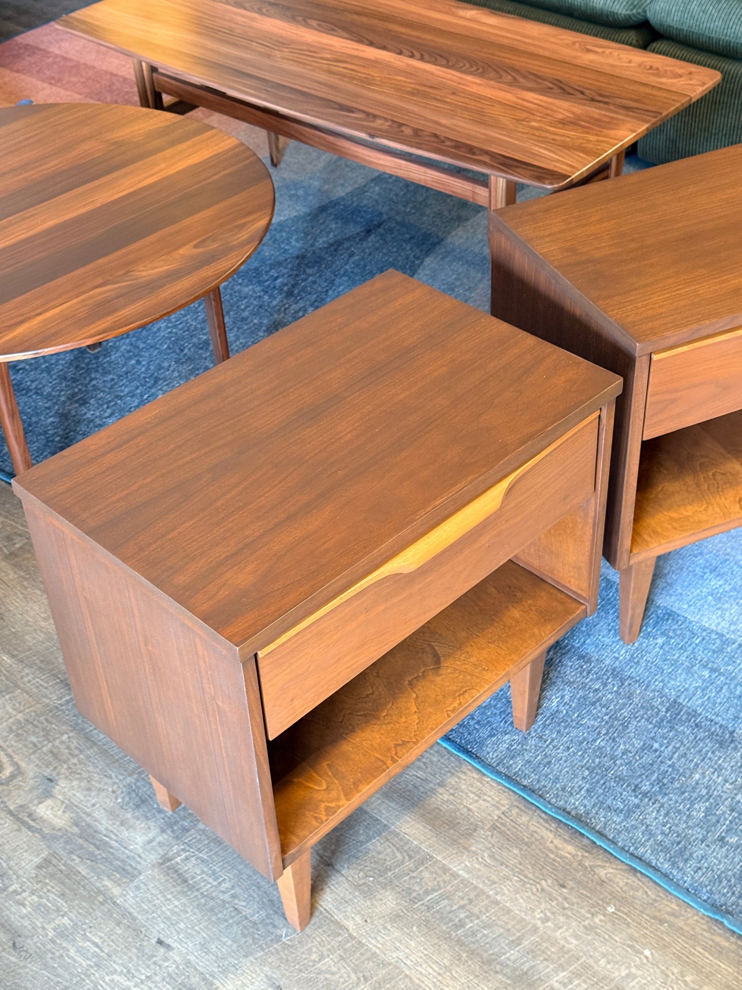 Pair of Vintage Walnut Nightstand Tables by Vic-Art