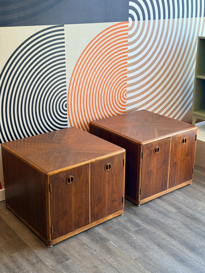 Vintage Walnut Square End Tables by Lane Furniture