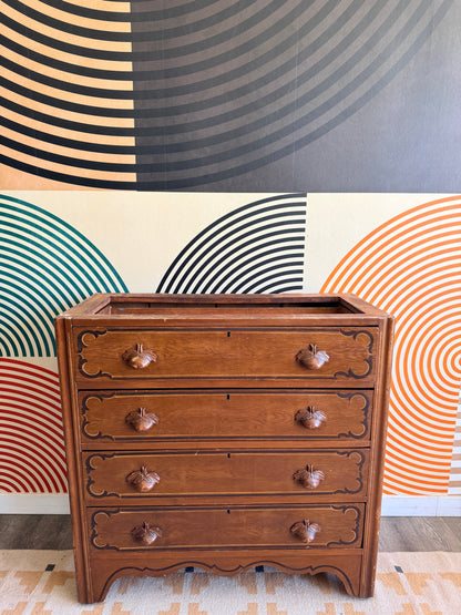 Antique Marble Slab Top Dresser with Acorn Handles