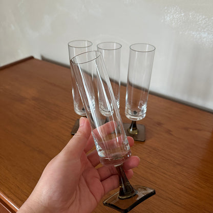 Set of 4 Rosenthal Linear Smoke Champagne Glasses by Georg Jensen