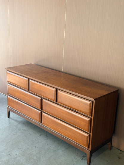 Vintage 7 Drawer Walnut Dresser by HPL