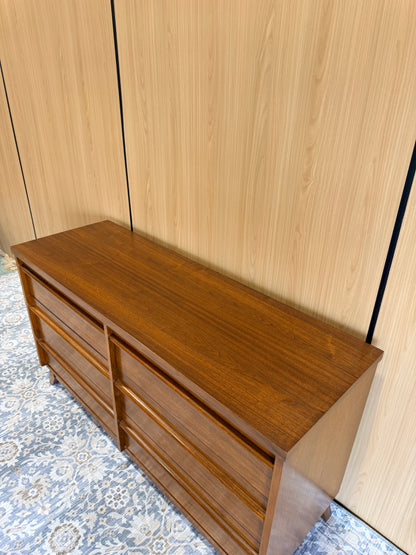 Vintage Walnut Six Drawer Dresser