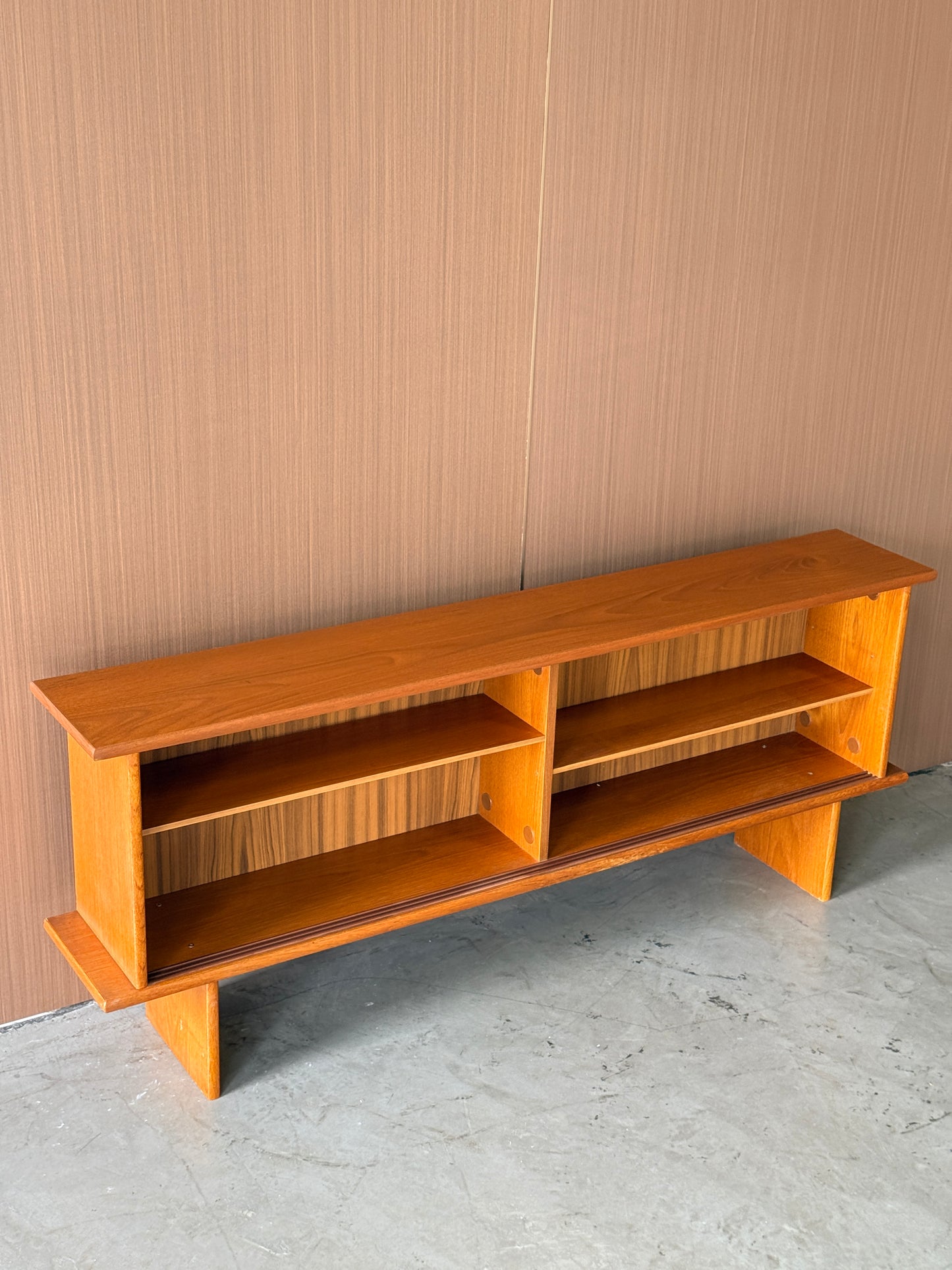 Low Vintage Teak Open Cabinet