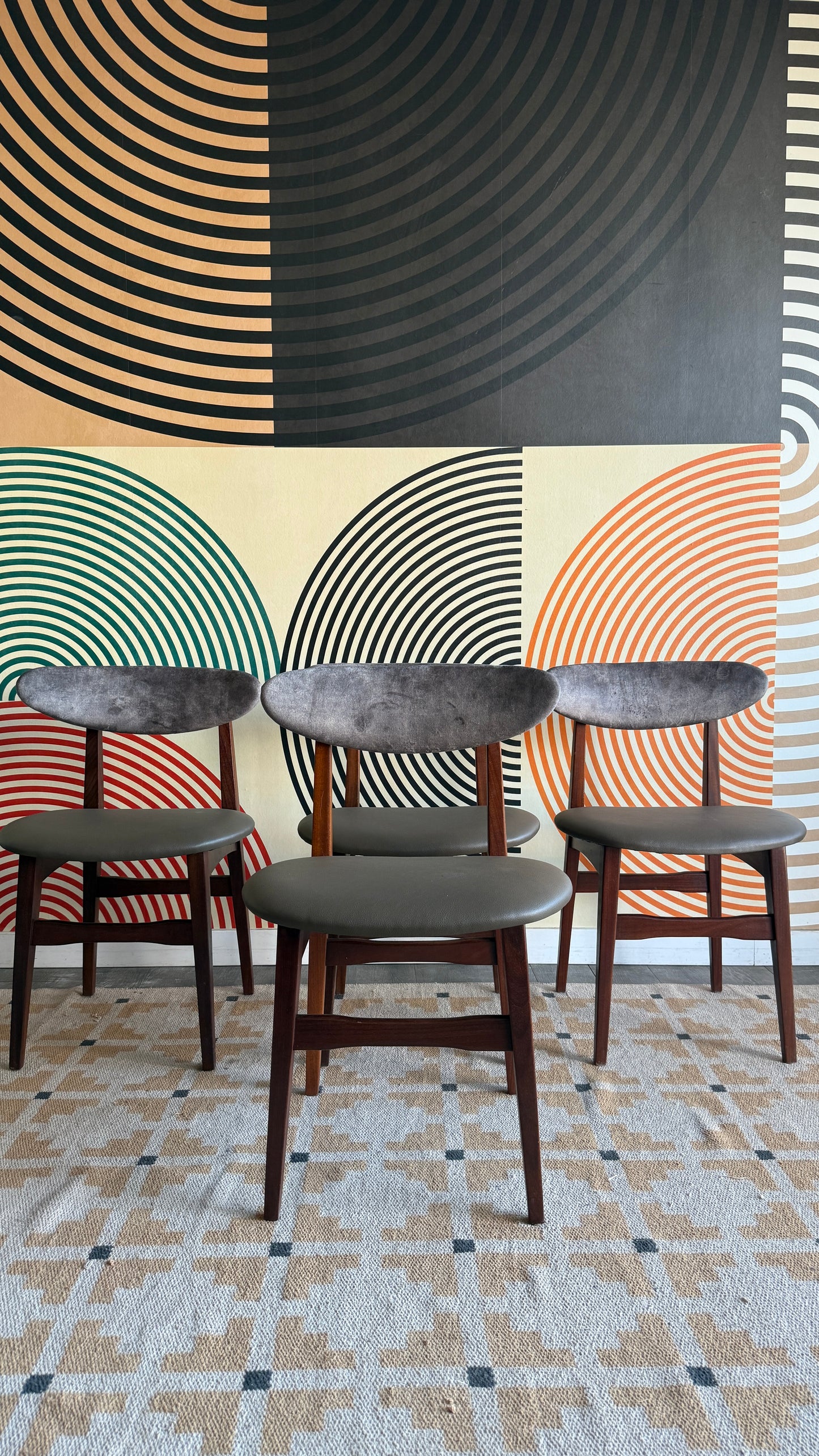 Mid Century Modern Afromasia Teak Dining Chairs – Set of 4