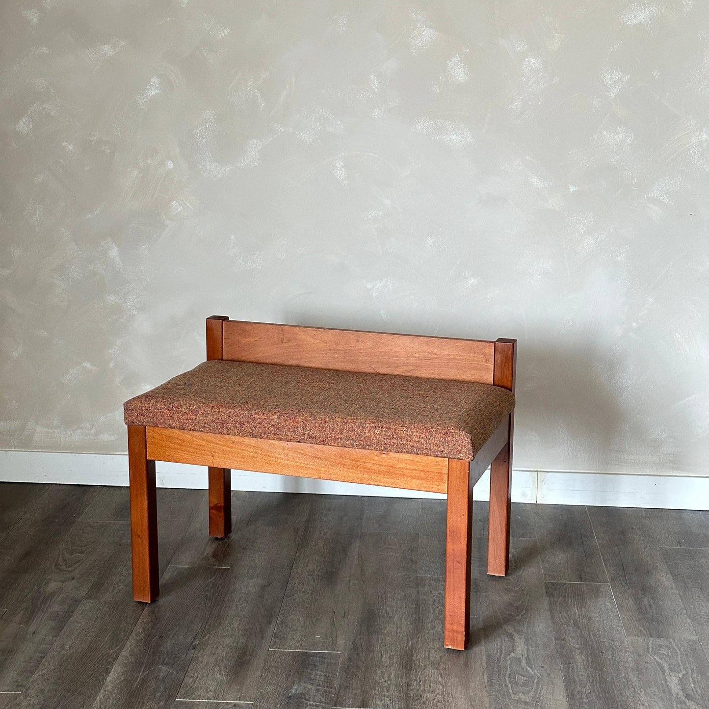 Newly Upholstered Vintage Wooden Bench