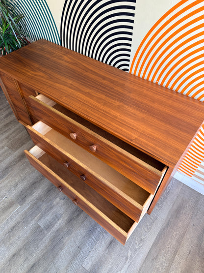 Vintage Walnut 6 Drawer Dresser by Deilcraft
