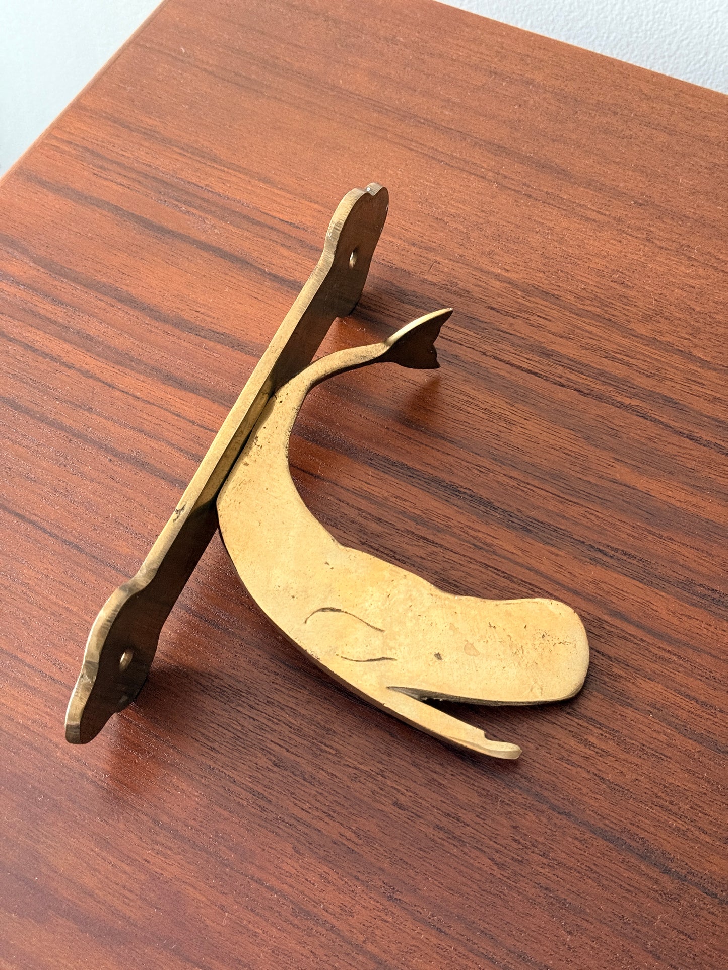 Vintage Brass Whale Coat Hook