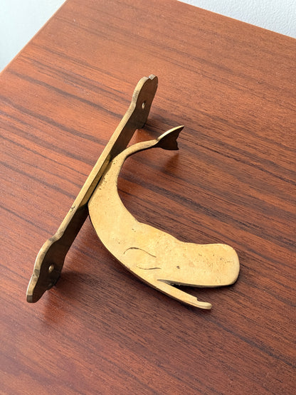 Vintage Brass Whale Coat Hook