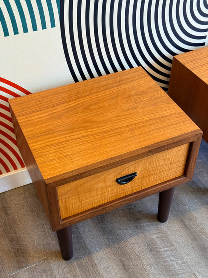 R.S. Associates Teak Nightstands with Metal Pulls