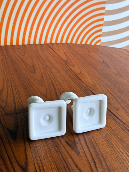 Vintage 1960's Westmoreland Milk Glass Spiral Candle Holders