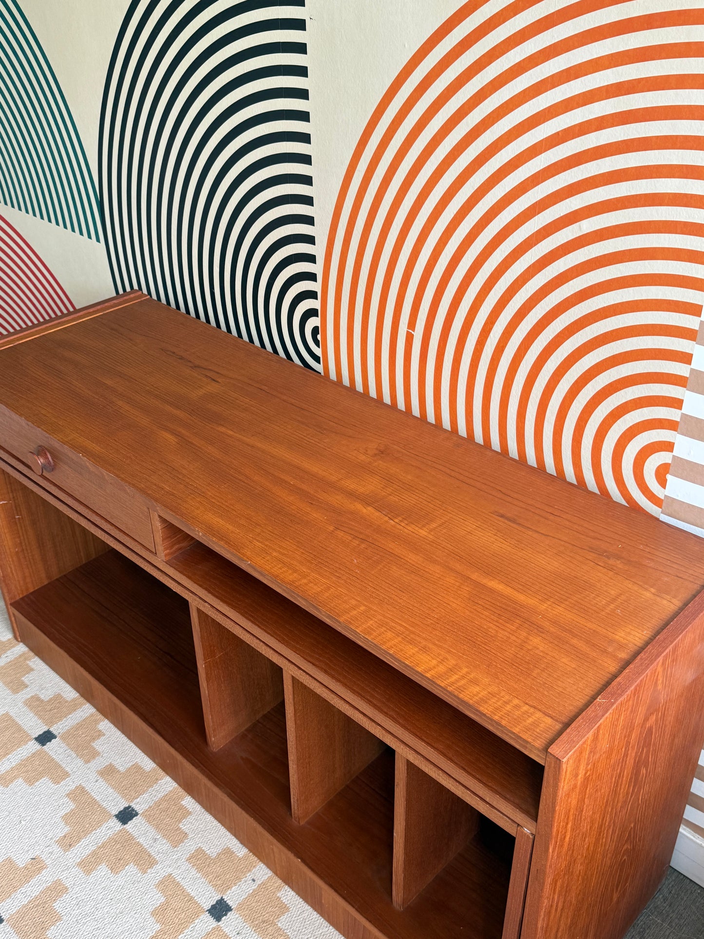 Teak Pullout Media Cabinet