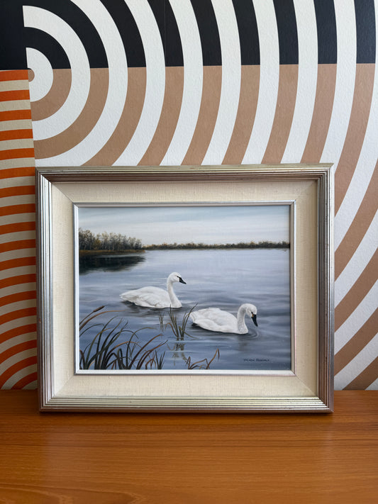 Framed Swan Landscape Print