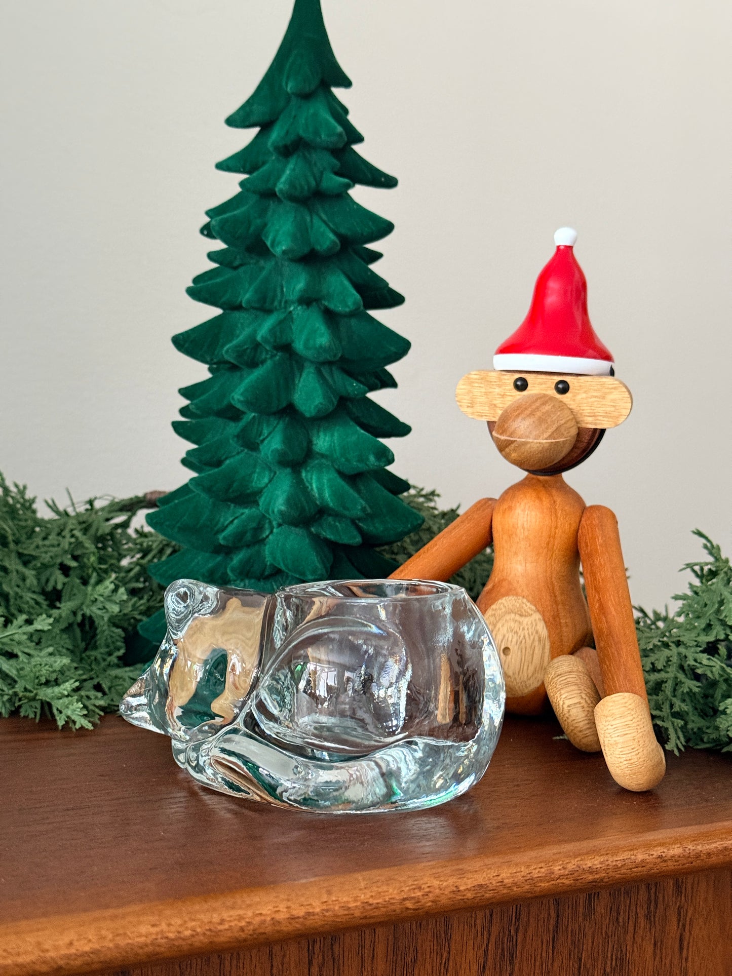 Vintage Indiana Glass Sleeping Cat Votive Candle Holder