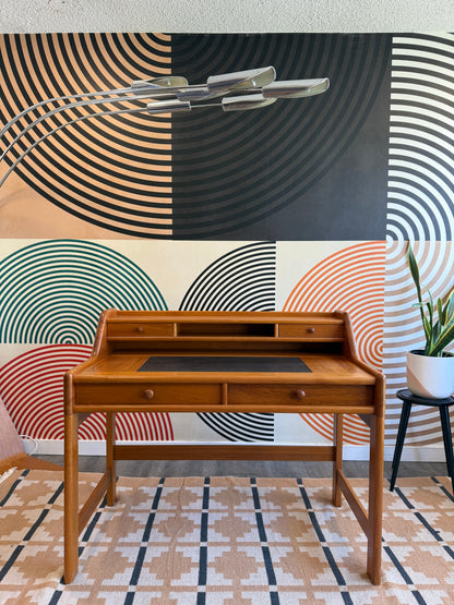 Danish Solid Teak Desk by John Mortensen for Dyrlund