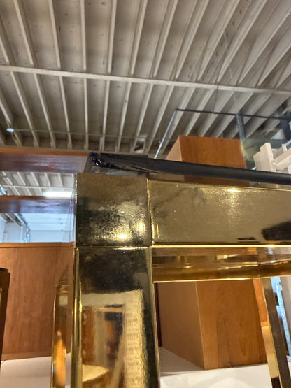Pair of Vintage Brass and Glass Cube Side Tables