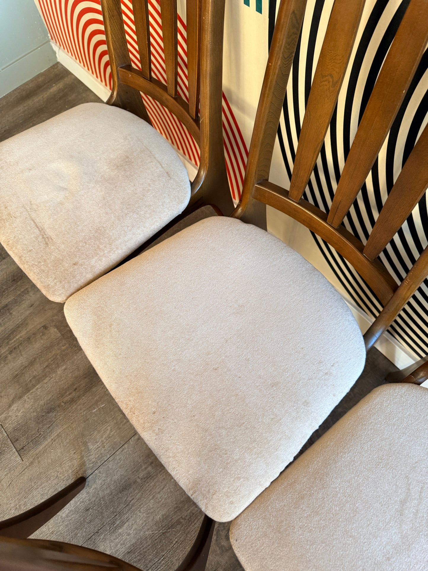 Set of 5 Vintage Walnut Dining Chairs