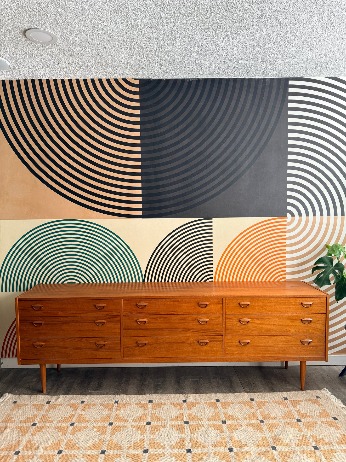 Vintage Teak 9 Drawer Dresser