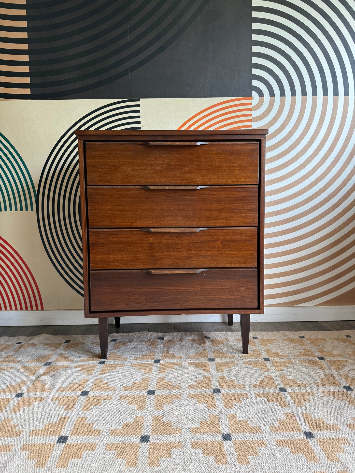 Mid-Century Modern Walnut Tallboy Dresser