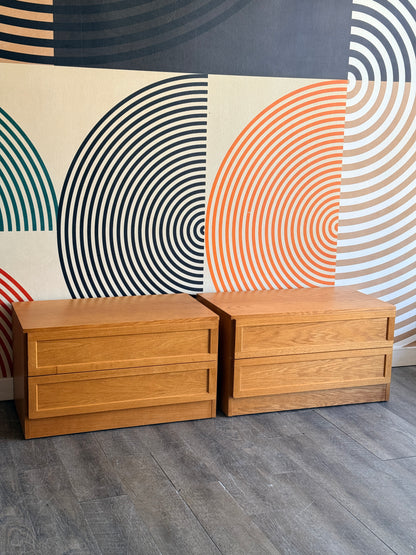 Pair of Vintage Oak Nightstands