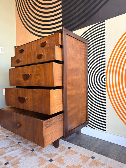 Vintage Walnut Tallboy Dresser