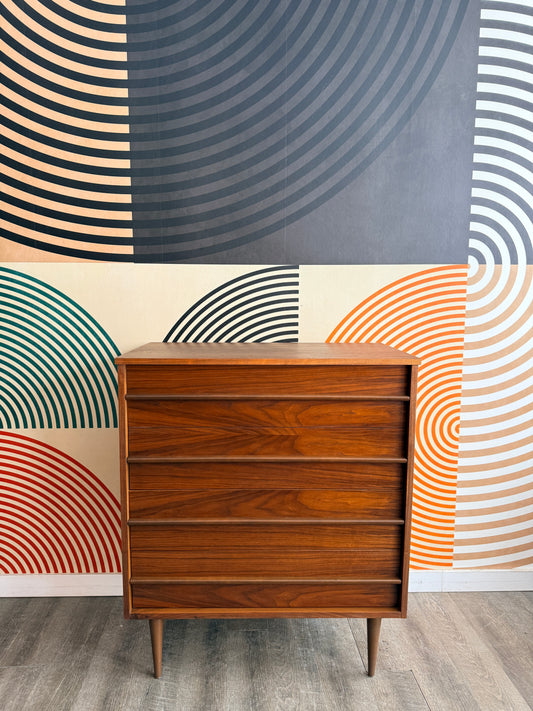 Vintage Walnut Tallboy Dresser