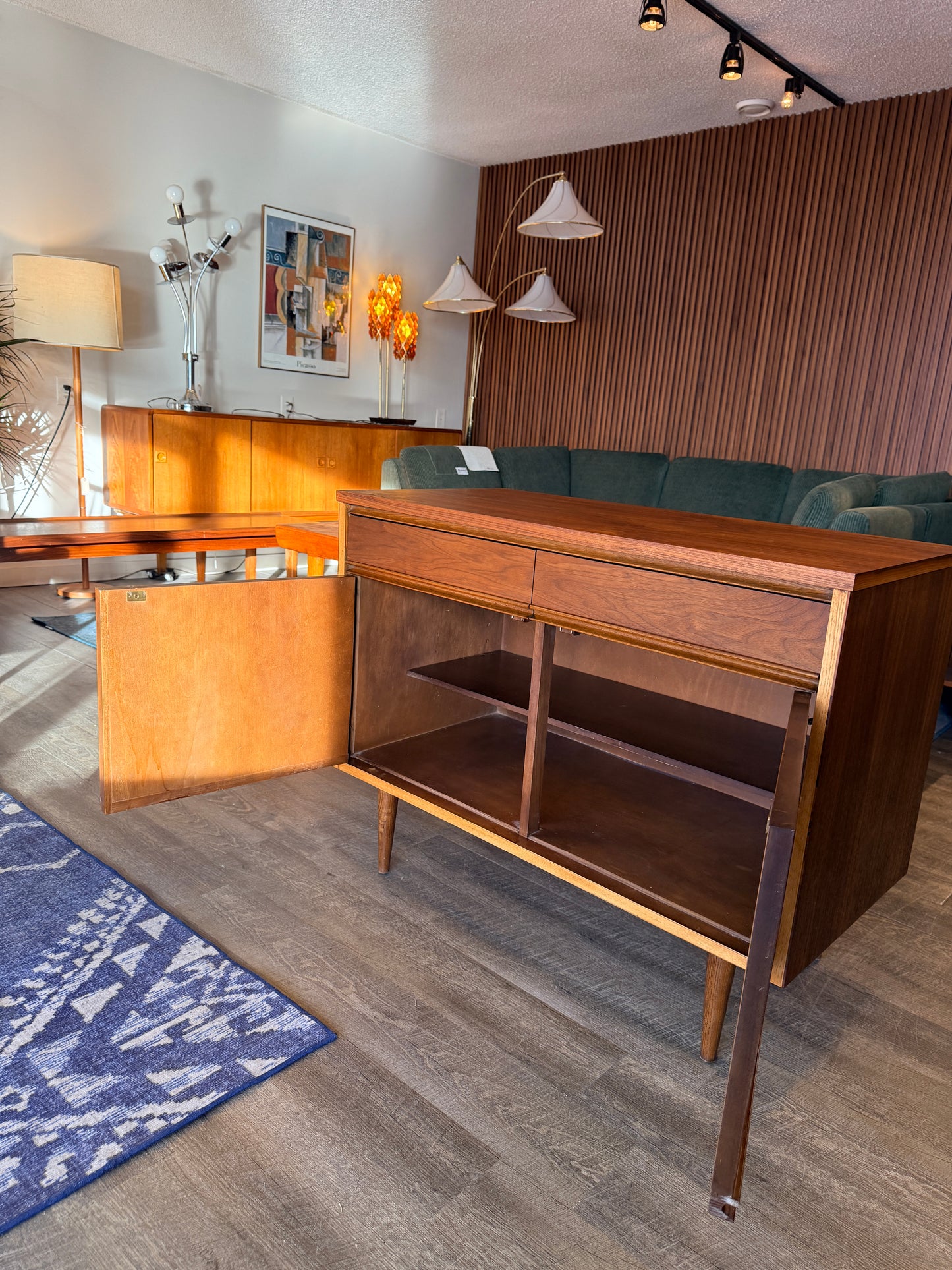 Small Vintage Walnut Credenza by Dixie