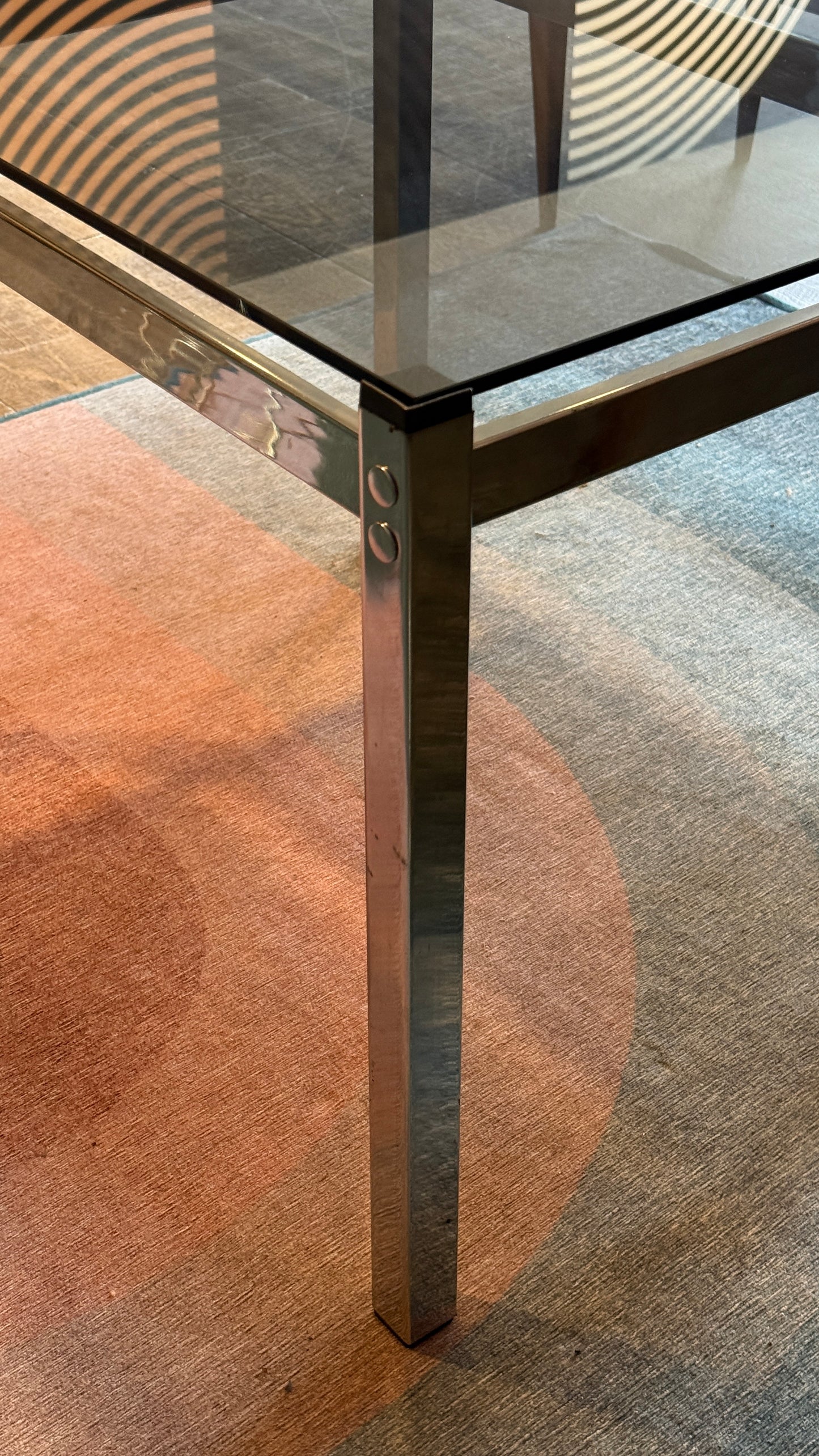 Vintage Chrome & Smoked Glass Side Table