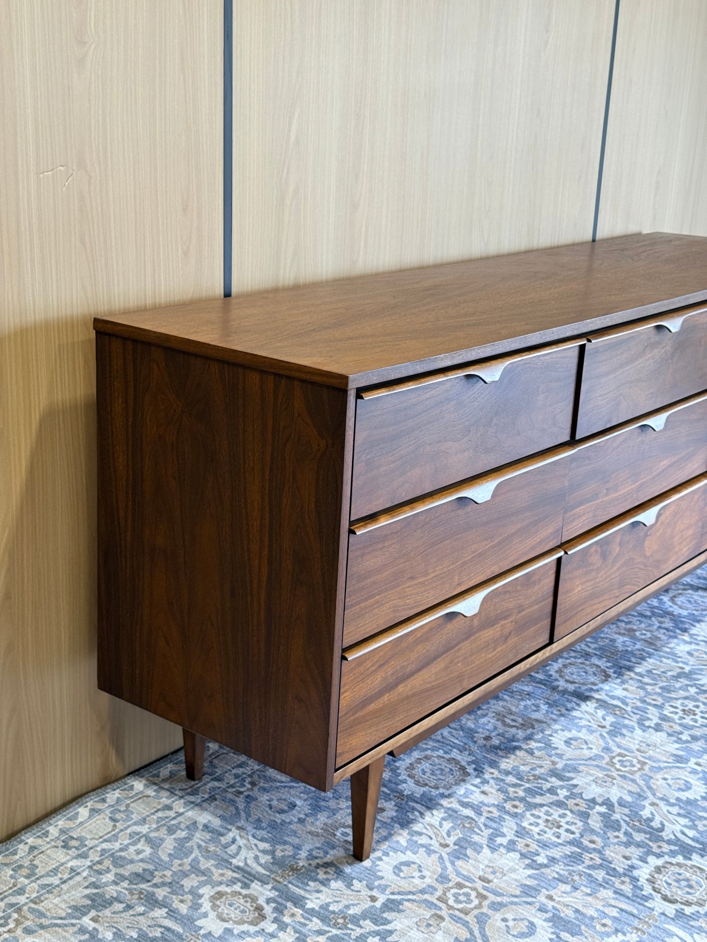 Vintage 9 Drawer Walnut Dresser by Vic-Art