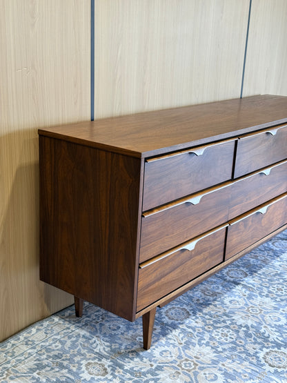 Vintage 9 Drawer Walnut Dresser by Vic-Art