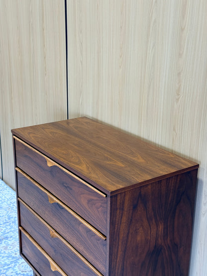 Vintage Walnut 4 Drawer Tallboy by Vic-Art