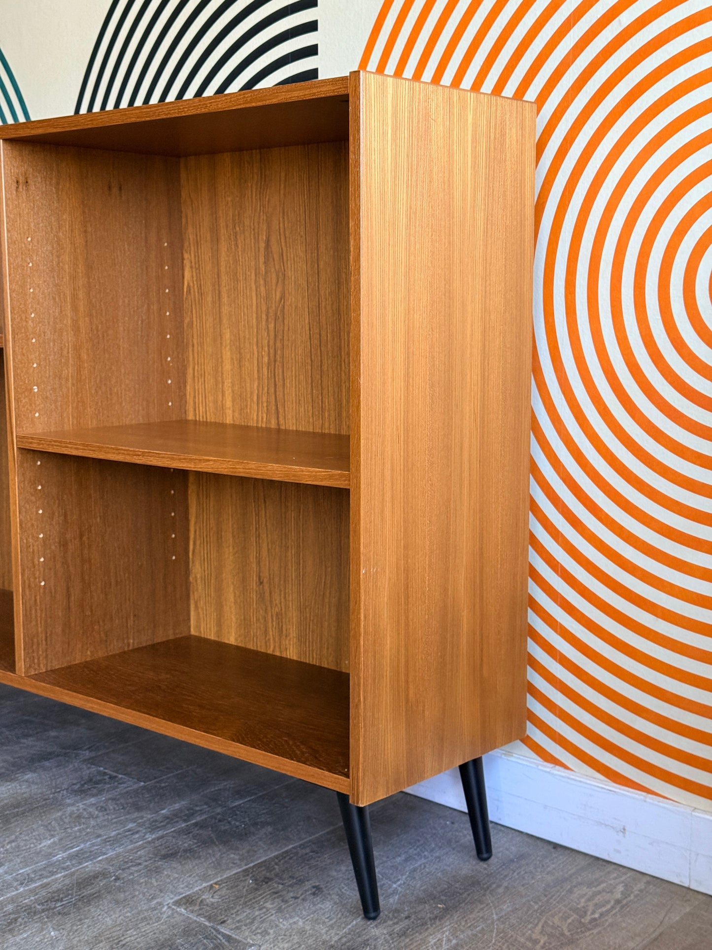 Vintage Teak Bookcase on Metal Legs