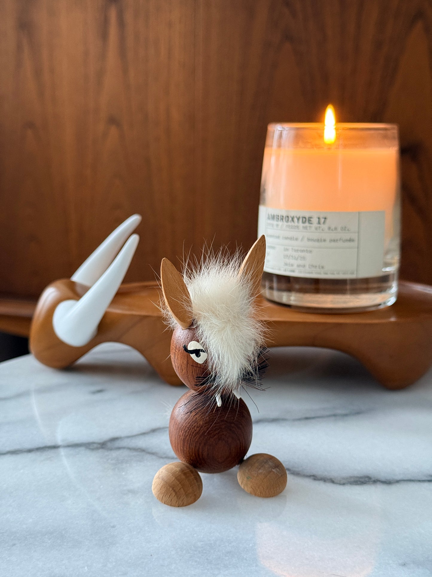 Vintage Scandinavian Teak Bunny Figurine