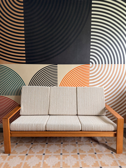 Vintage Mid-Century Modern Wood Frame Sofa