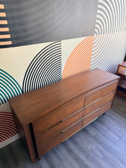 Vintage 6 Drawer Walnut Dresser by Viscol