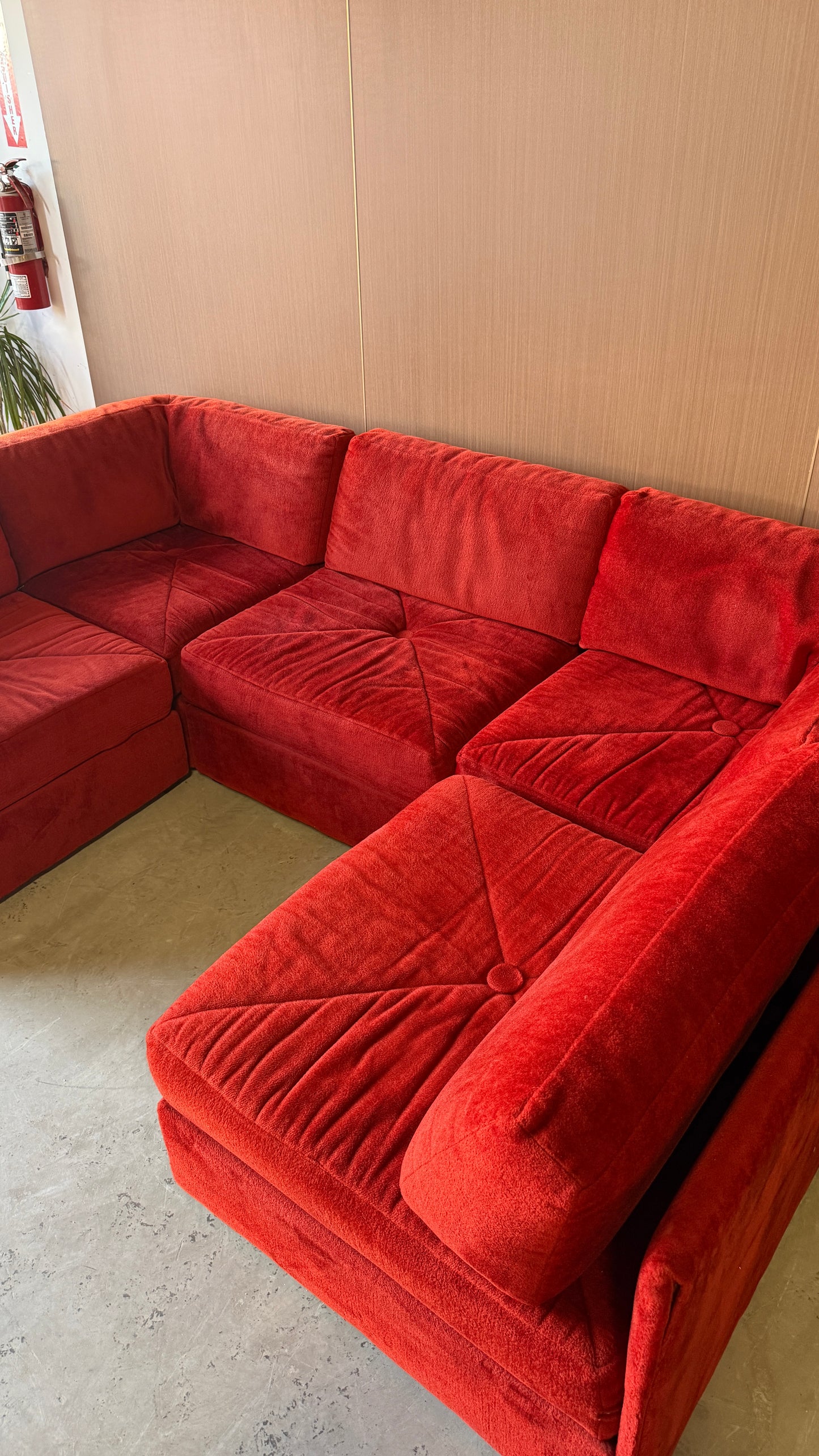 Vintage Red Modular Sectional Sofa